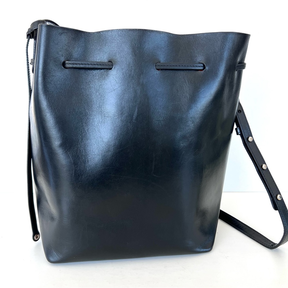 ♦️SOLD♦️MANSUR GAVRIEL Fllamma Black Structured Leather Shoulder Bag Tote Bucket - Picture 5 of 16